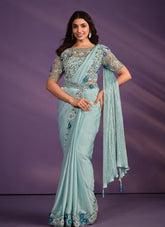 Sumptuous Looking Functional Wear Sea Green Colour Saree